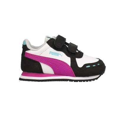 Кроссовки Puma Cabana Racer Sl 20 V для новорожденных девочек, черные, белые, повседневная обувь 38373