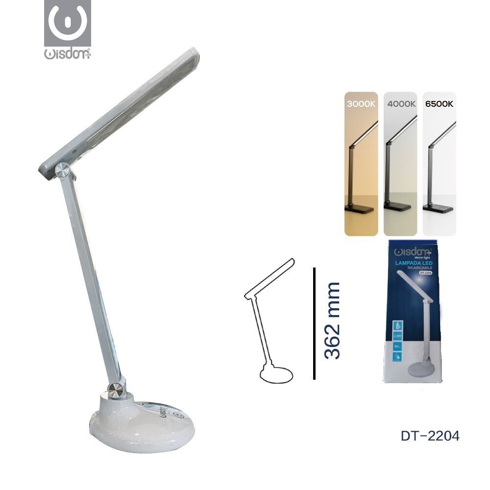 Lampada Da Tavolo Scrivania Led Ricaricabile Touch Dt-2204 wis