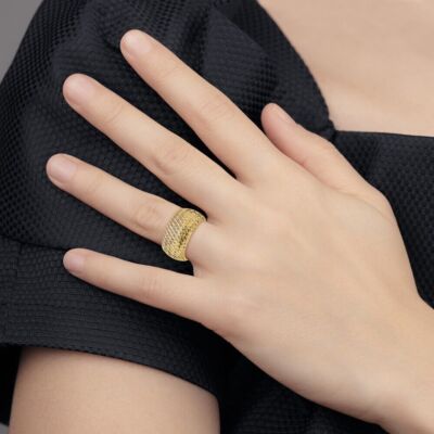 Pre-owned Diamond2deal 14k Yellow Gold Stretch Ring For Womens Fine Jewelry