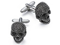 Onyx-Art London CK903 White Skull Black Crystal Eyes Cufflinks in Gift Box