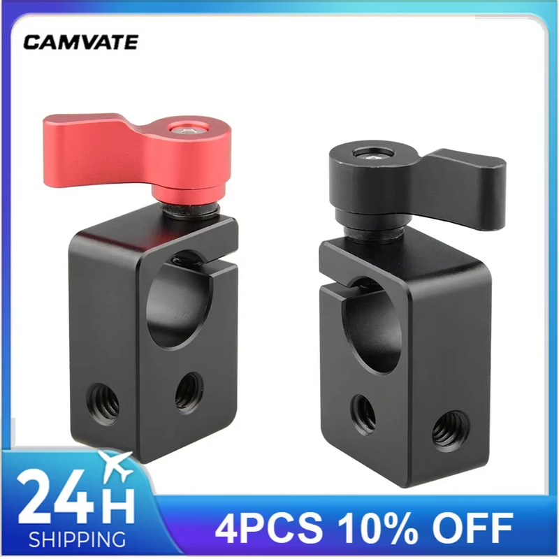 15mm Single Rod Clamp Adapter With Adjustable Khumbscrew & 1/4" Threaded Holes F