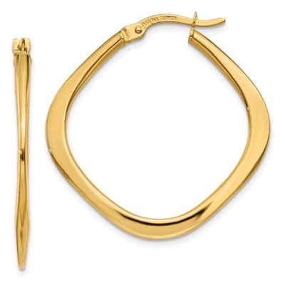 Pre-owned Superdealsforeverything Real 14kt Yellow Gold Tapered Princess Square Hoop Earrings