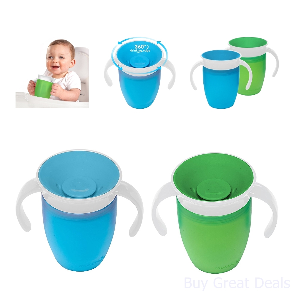 Toddler Sippy Cup Set 2 Pack Blue Green Training No Spill Easy Carry 7