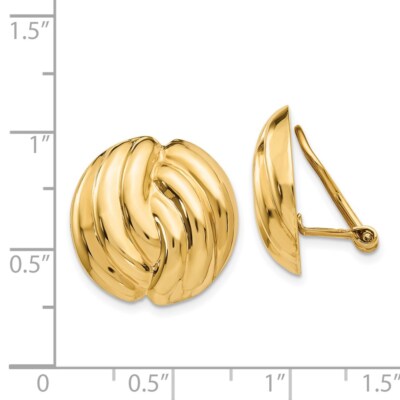 Pre-owned Superdealsforeverything Real 14kt Yellow Gold Omega Clip Polished Non-pierced Earrings