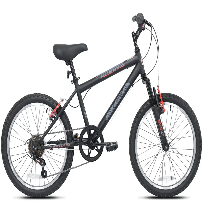 20 Inch Boys Kobra Mountain Bike 6 Speed Bicycle Steel Frame Suspension Kids