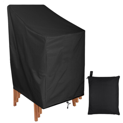 Outdoor Stackable Patio Chair Cover Waterproof Anti-UV Chair Cover w/Storage Bag