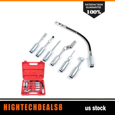 New 7pc Grease Gun Adapter Set Lubing Hose Fitting Zerk Tip Assortment Kit