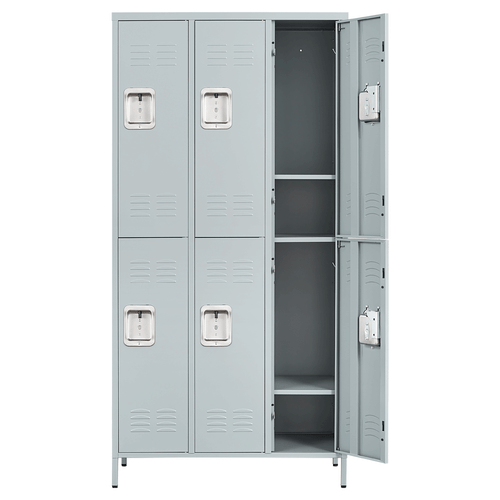 Metal Lockers with 6 Doors Steel Locker Storage Cabinet for Office School Gym