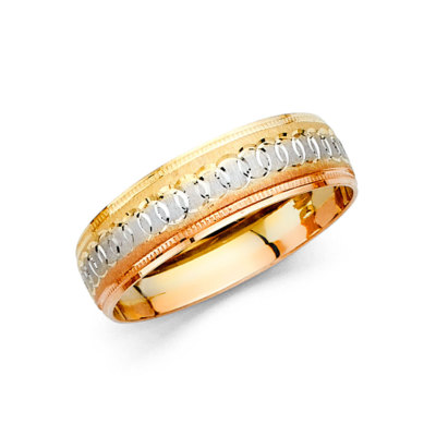 Mens 14k Tri Tone Gold Round Anniversary Wedding Engagement Ring Band Size 10