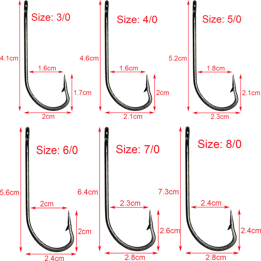 50pc 34007 Stainless Steel O'shaughnessy Fishing Hooks Long Shank