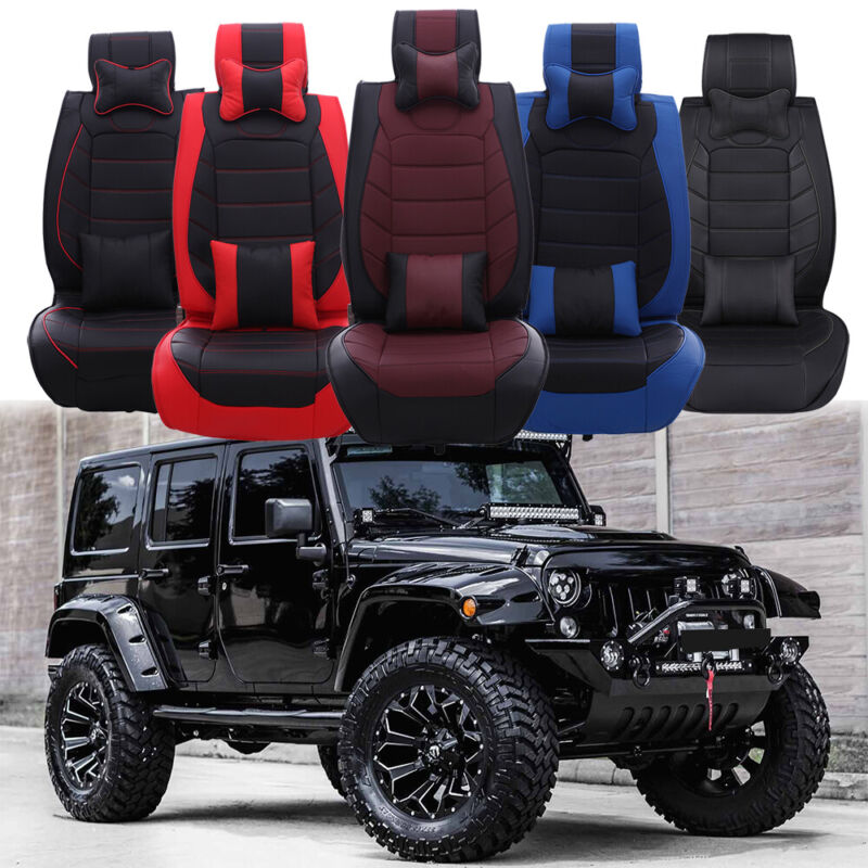 Pu Seat Car Seat Covers Full Set Leather Front Rear Padded For Jeep Wrangler Jk