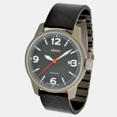 Pre-owned Aristo Unisex 5h83 Swiss Automatic Movement Carbon Titanium 5atm