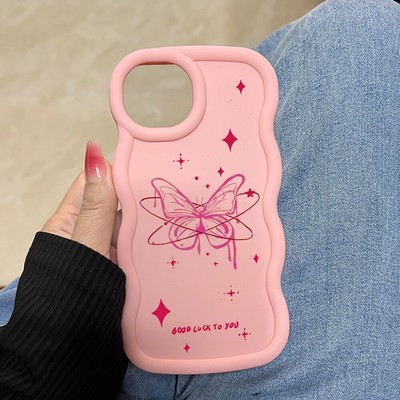 Cute Wave Butterfly Back Case For Various Phone ShockProof Cover Hot Women Girl
