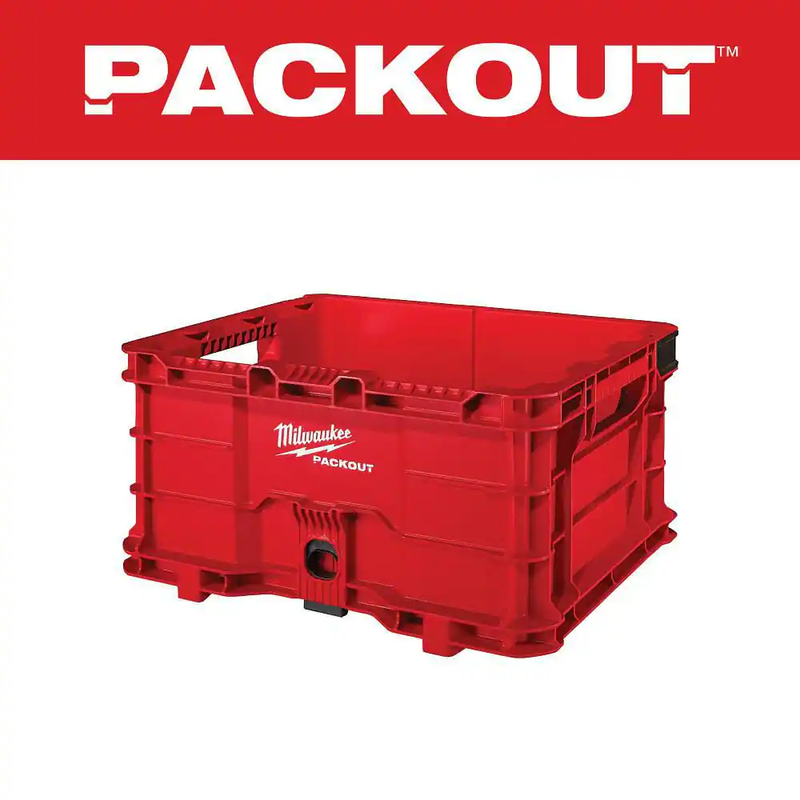 Milwaukee PACKOUT Tool Crate Storage Box Heavy Duty Modular Organizer 50 Lb Cap