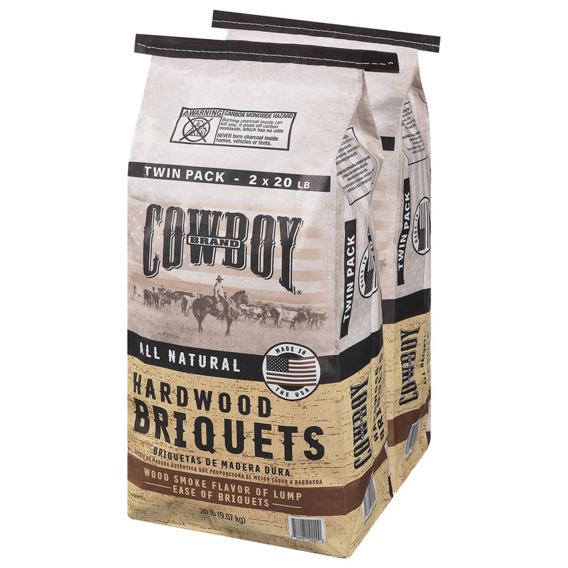 Cowboy Hardwood Charcoal Briquets, 20 Pounds Each (Pack of 2)