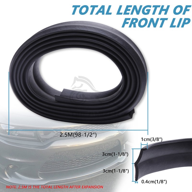 2.5M Car Front Bumper Lip Splitter Body Spoiler Chin Skirt Universal Black