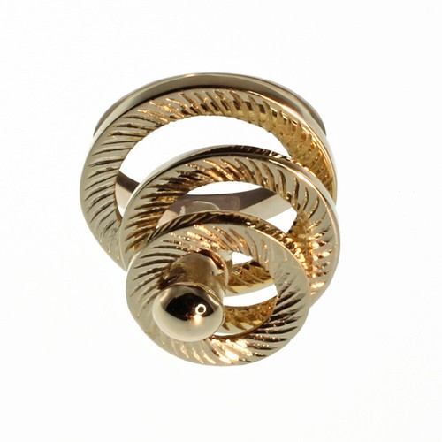 Pre-owned Gems4me Three Circle Motion Ring In 14k Gold - Fl856