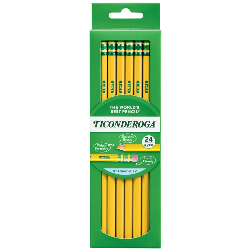 Ticonderoga Premium Wood Pencils, Unsharpened #2 Lead, Yello