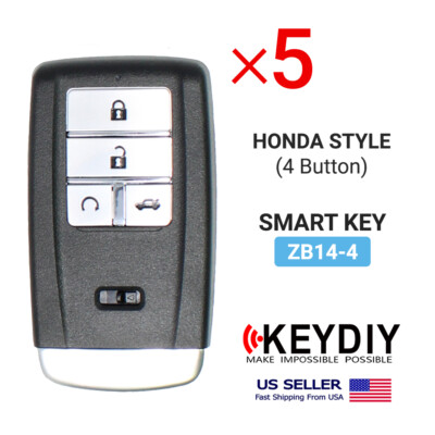 5X KEYDIY Universal Smart Proximity Remote Key For Honda Style 4 Buttons ZB14-4