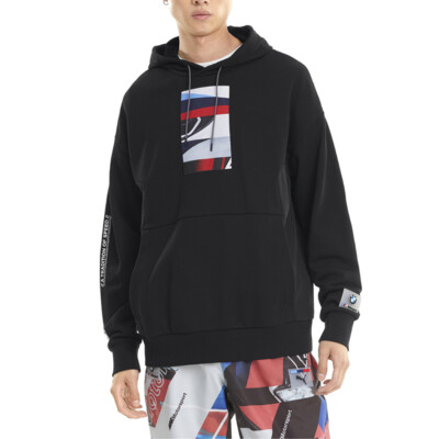 Puma Bmw Mms Street Graphic Pullover Hoodie Mens Black Casual Athletic Outerwear