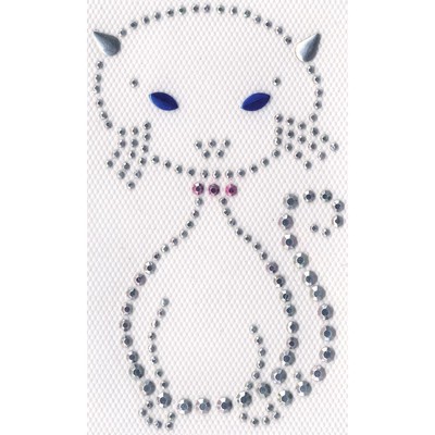 Dritz Iron-On Applique Rhinestuds Cat Kitten, NEW