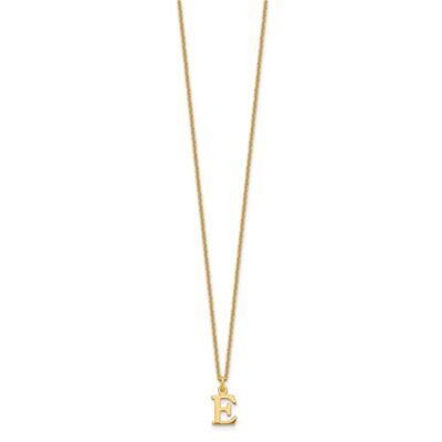 Pre-owned Diamond2deal 10k Yellow Gold Cutout Letter E Initial Pendant Necklace Women Men