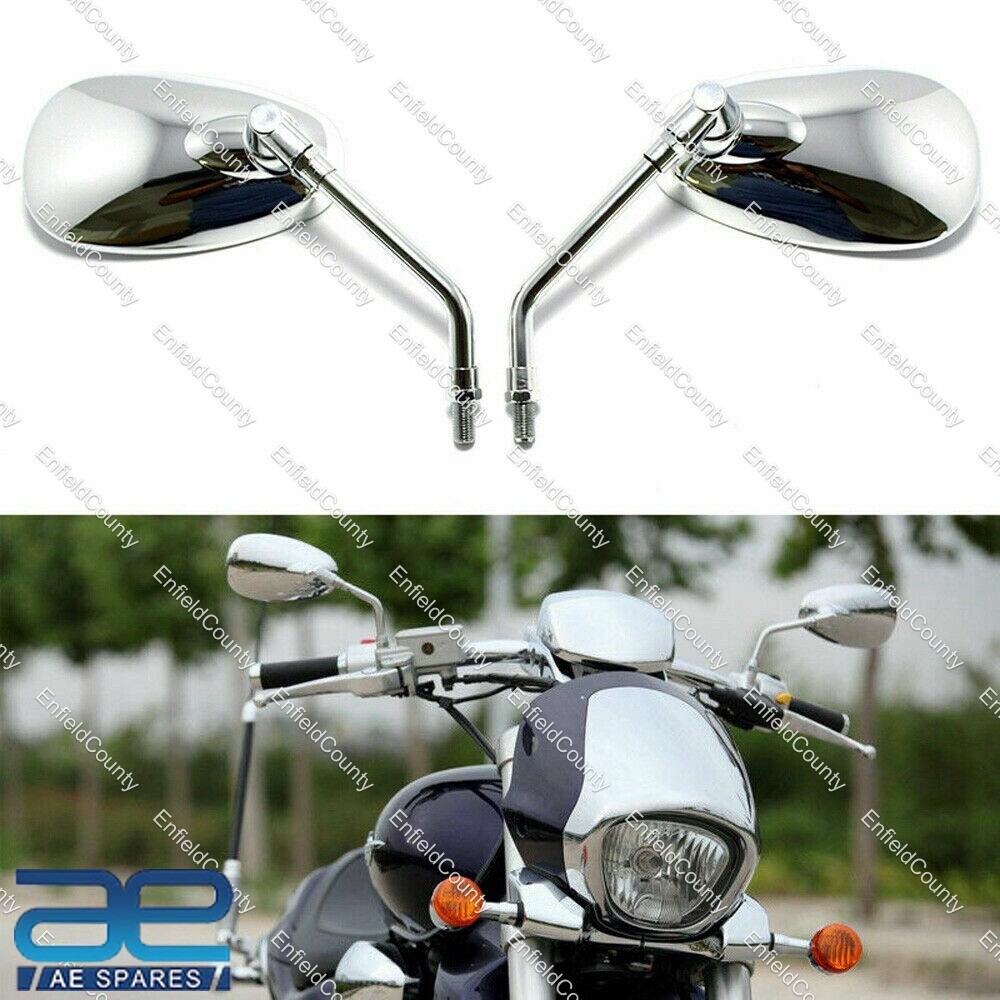 Rear View Side Mirrors Chrome 10mm for Suzuki Motorcycle Cruiser Chopper 
