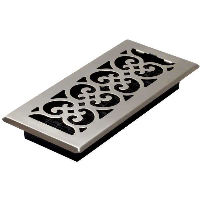 4 In. X 10 In. Steel Floor Register in Brushed Nickel