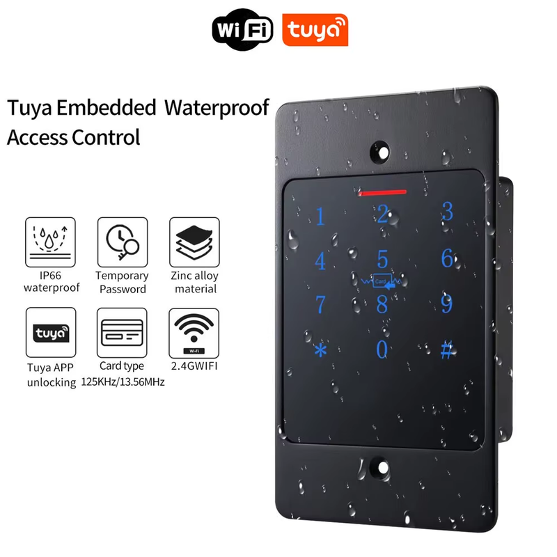 H5 Tuya Wifi Standalone Access Control RFID Keypad Metal IP67 Waterproof Embedde