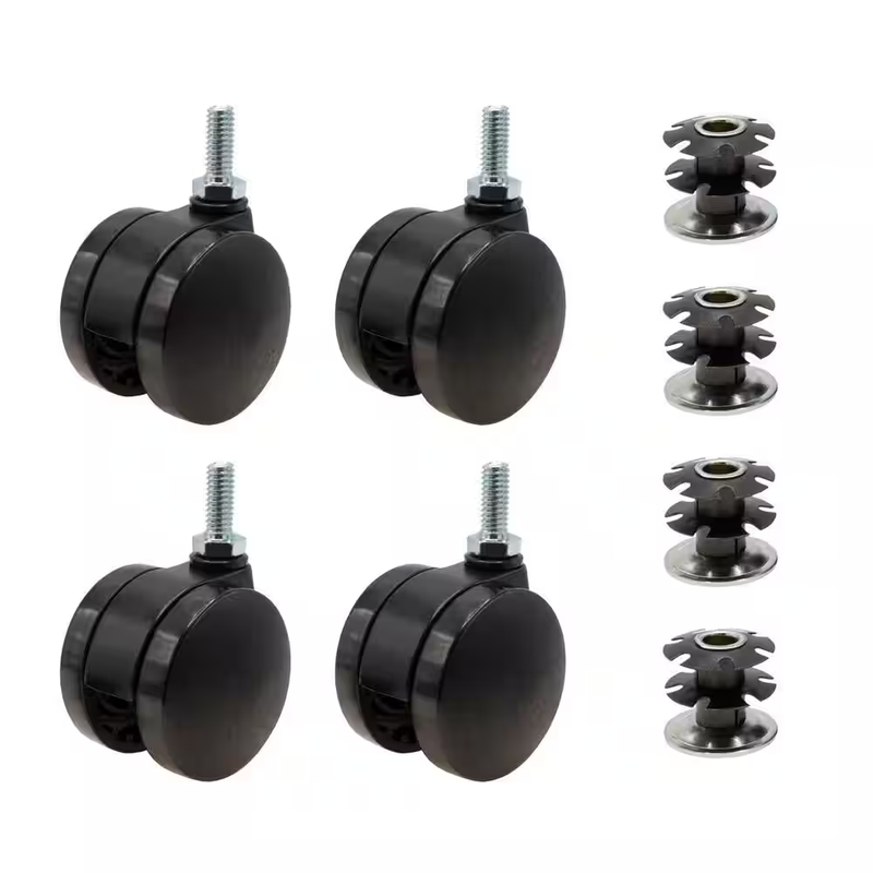 Furniture Swivel Casters 2in Black 440lb Load 4 Pack Twin Wheel Inserts Durable