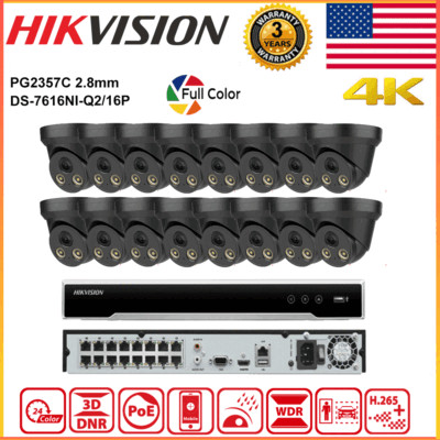 Hikvision 4K 16ch 16POE Security CCTV System Kit Full Color 5MP Mic Camera Lot