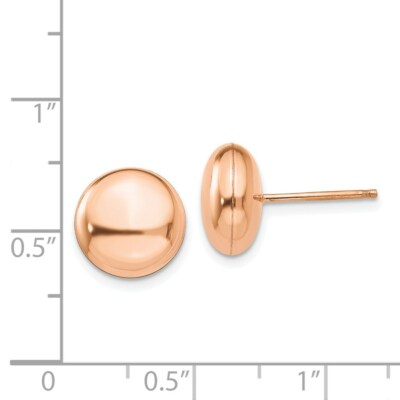 Pre-owned Superdealsforeverything Real 14kt Rose Polished 10.5mm Button Post Earrings In Pink