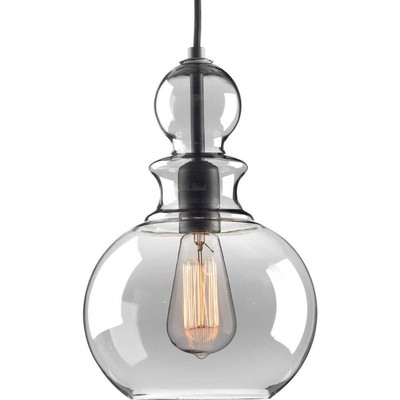 Progress Lighting Pendant w/ Clear Glass 1-Light 12.75'' Clear Shaded Graphite
