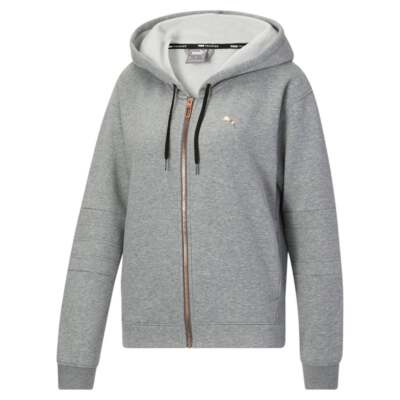 

Puma Train Moto флисовая толстовка с капюшоном на молнии женские серые пальто куртки верхняя одежда 52144, Grey, Puma Train Moto Fleece Full Zip Hoodie