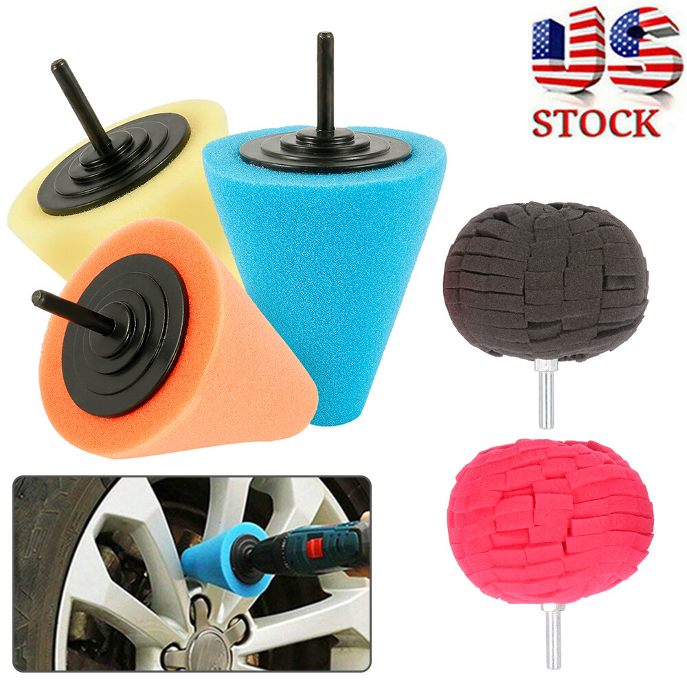 5xcar Wheel Hub Cleaner Polish Buffing Shank Polishing Sponge Cone Ball