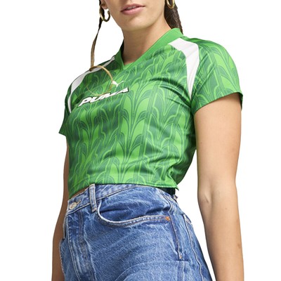 Футбольная майка Puma Baby с V-образным вырезом и коротким рукавом, женская зеленая повседневная майка