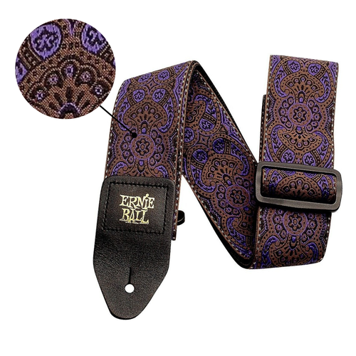/ Bass Strap Purple Paisley Jacquard W-leather Ends 4164