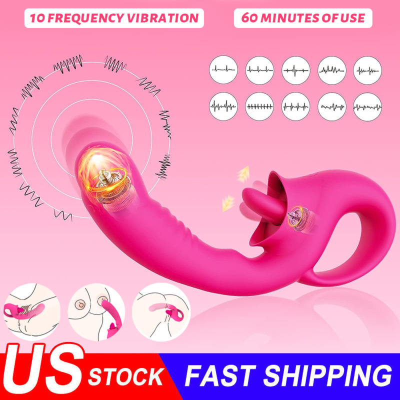 Rechargeable Licking Vibrator Clit Tongue Oral Massager Women Toys Use Lubricant