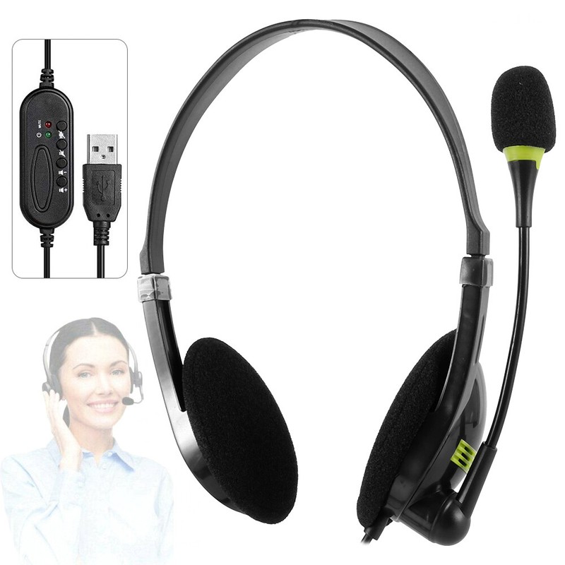 Headset USB Kopfhörer mit Mikrofon PC Laptop Headphone Telefon Computer DHL