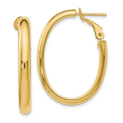 Pre-owned Superdealsforeverything Real 14kt Yellow Gold Polished Oval Hoop Earrings