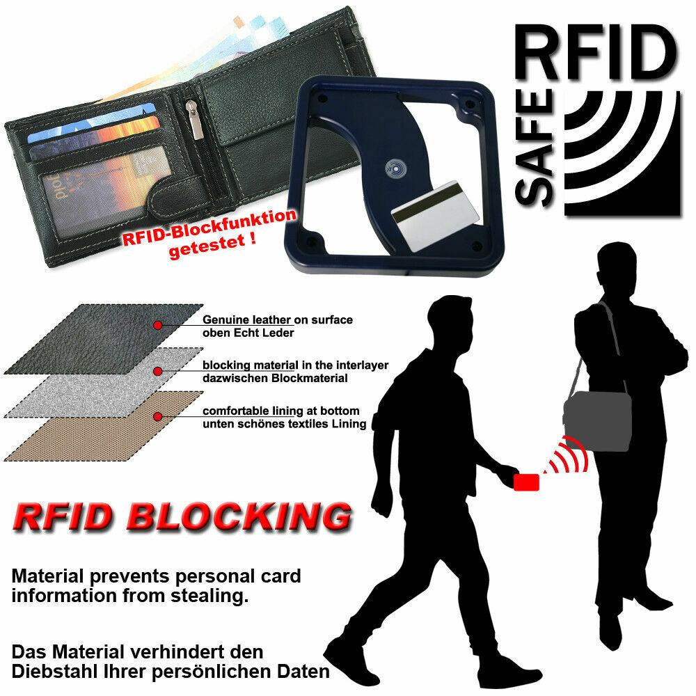 Herren Leder Brieftasche RFID groß Geldbörse Passfach mit vielen Kartenfächern