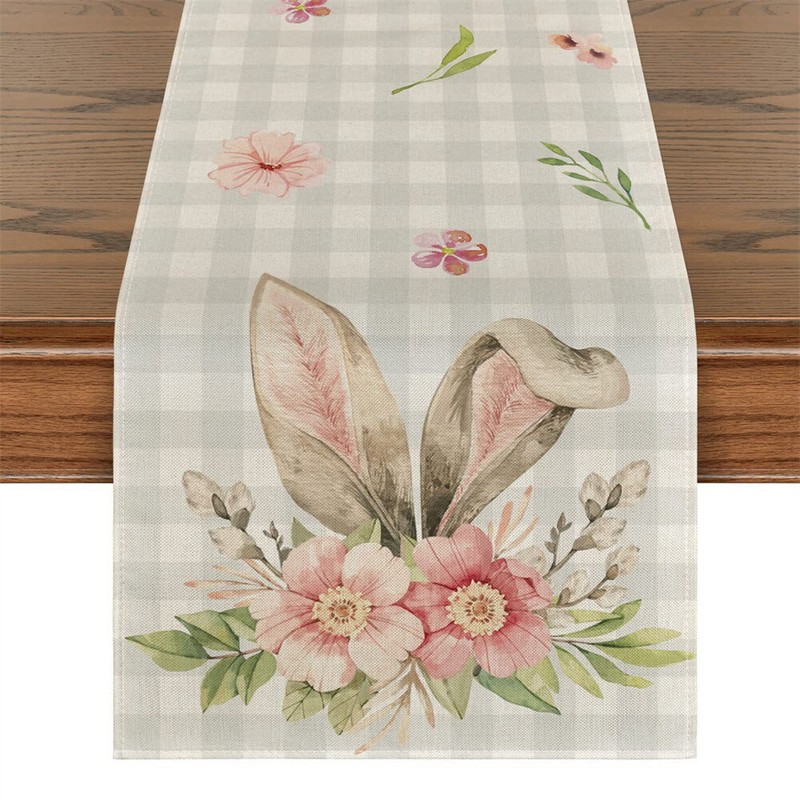 Easter Table Runner Easter Table Flag Holiday Table Cover Decor Dwarf,Bunny CN