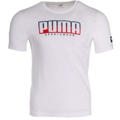 Puma 583831-02 Мужская легкая атлетика Logo Crew Neck Short Sleeve T-Shirt Casual -