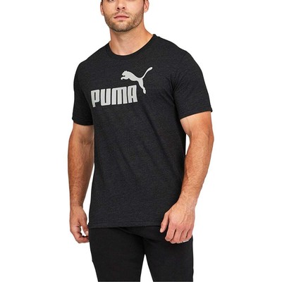 Puma Ess Heather Logo Crew Neck Short Sleeve TShirt Mens Black Athletic Casual 5