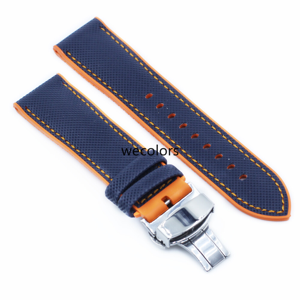 Silicone Rubber Nylon Bracelet Watch Band Strap Deployment Clasp Buckle 20-24mm