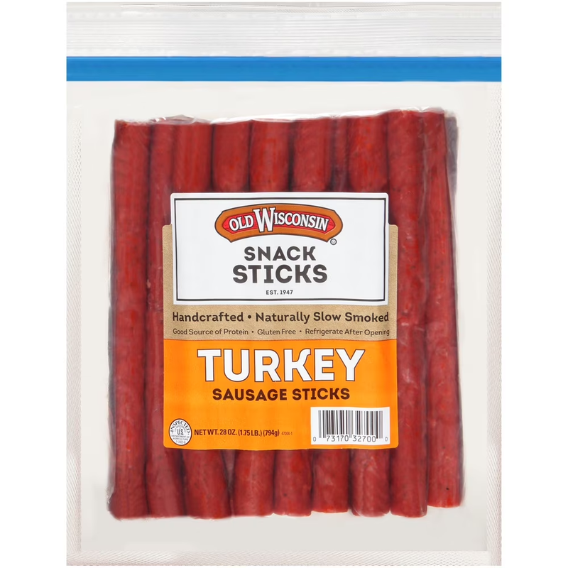 Gluten Free Turkey Sausage Snack Sticks, 28 Oz Resealable Plastic