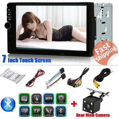 Double 2DIN 7quot HD Car Stereo Radio Player MP5 FM Bluetooth USBTF Aux In Camera