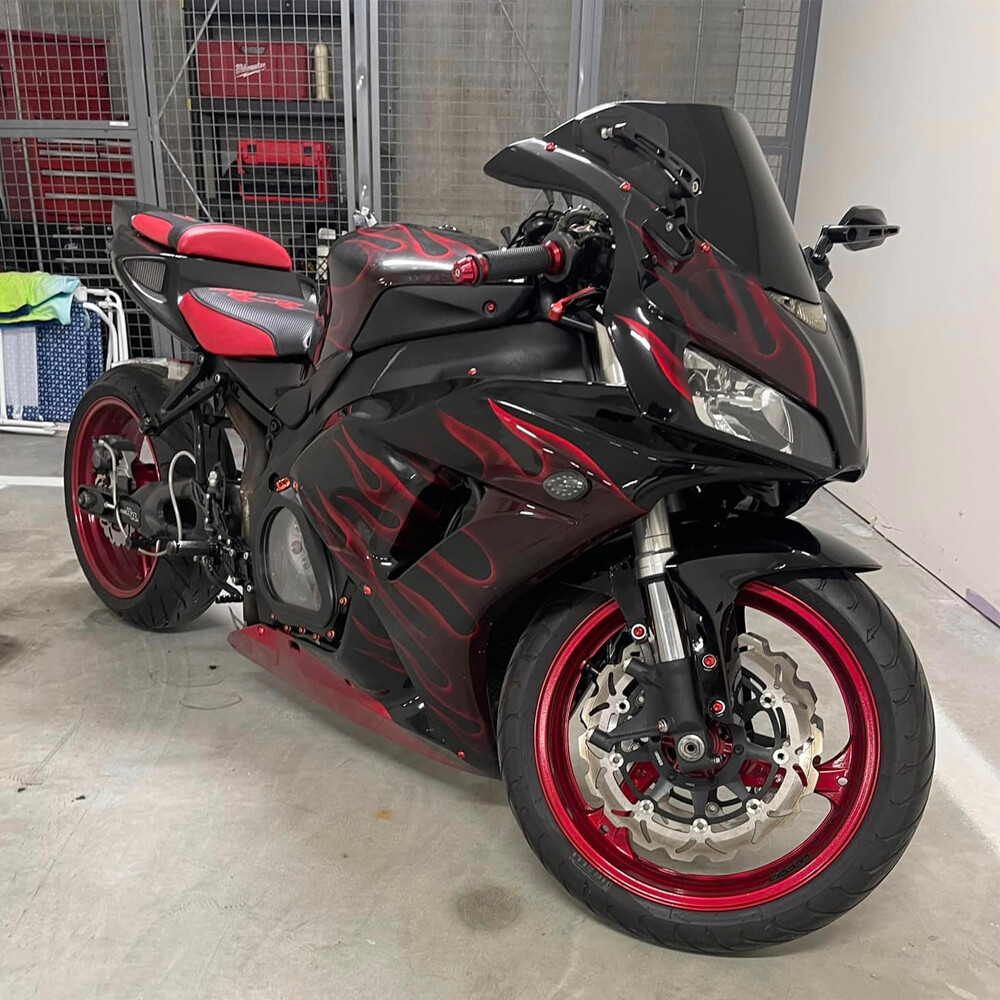 Black & Red Frame Fairing Kit For Honda CBR1000RR 2006 2007 Painted ABS Bodywork
