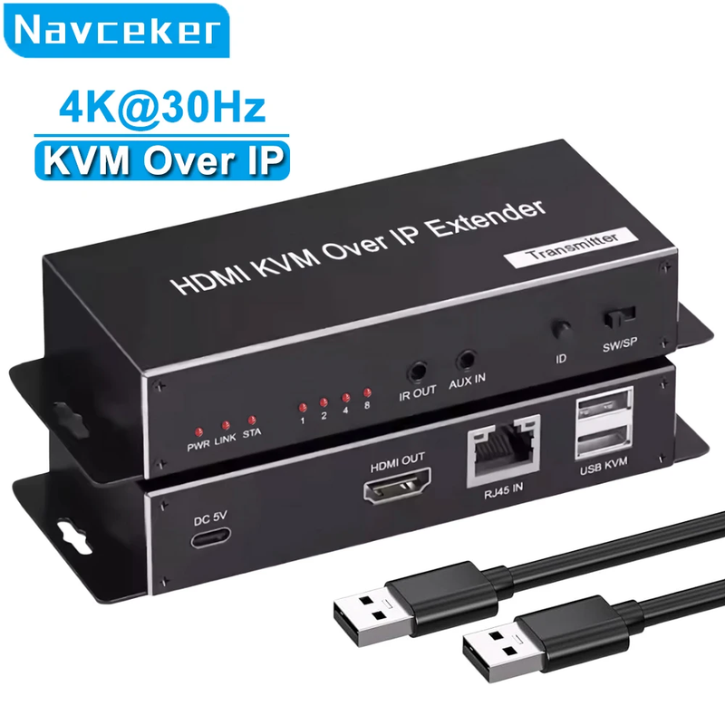 4K 200M HDMI KVM Extender over IP RJ45 Ethernet Cat6e/6 cable HDMI USB Extender