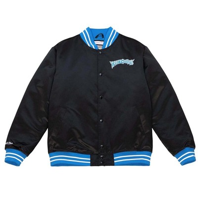 

Mitchell - Ness Minnesota Tw Heavyweight Satin Button Up Jacket Mens Black Casua, Черный, Mitchell - Ness Minnesota Tw Heavyweight Satin Button Up Jacket